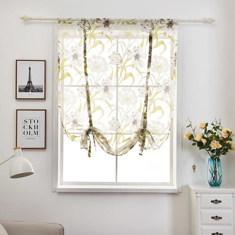 Printed Curtain For Living Room Tulle Door Window Curtain Kitchen