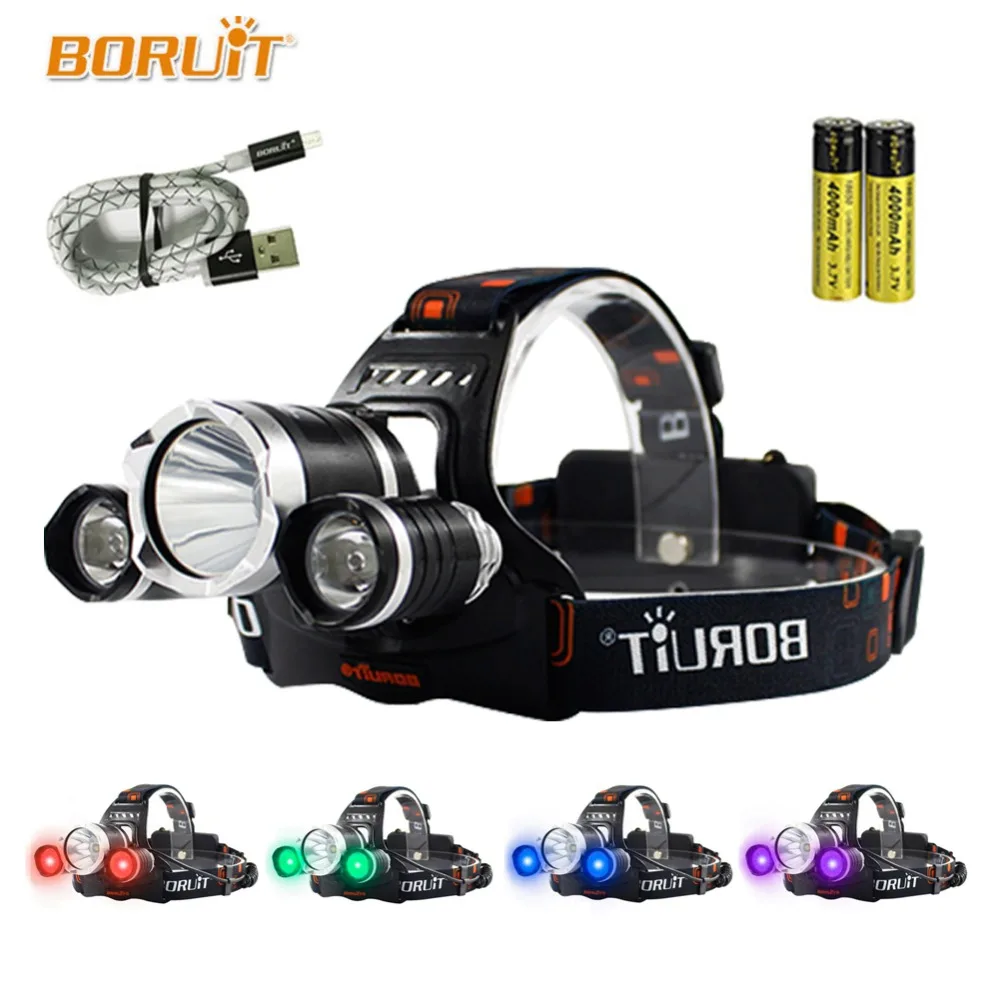BORUIT UV 5000Lm T6 LED Headlamp 3 Modes High Power Headllight Purple
