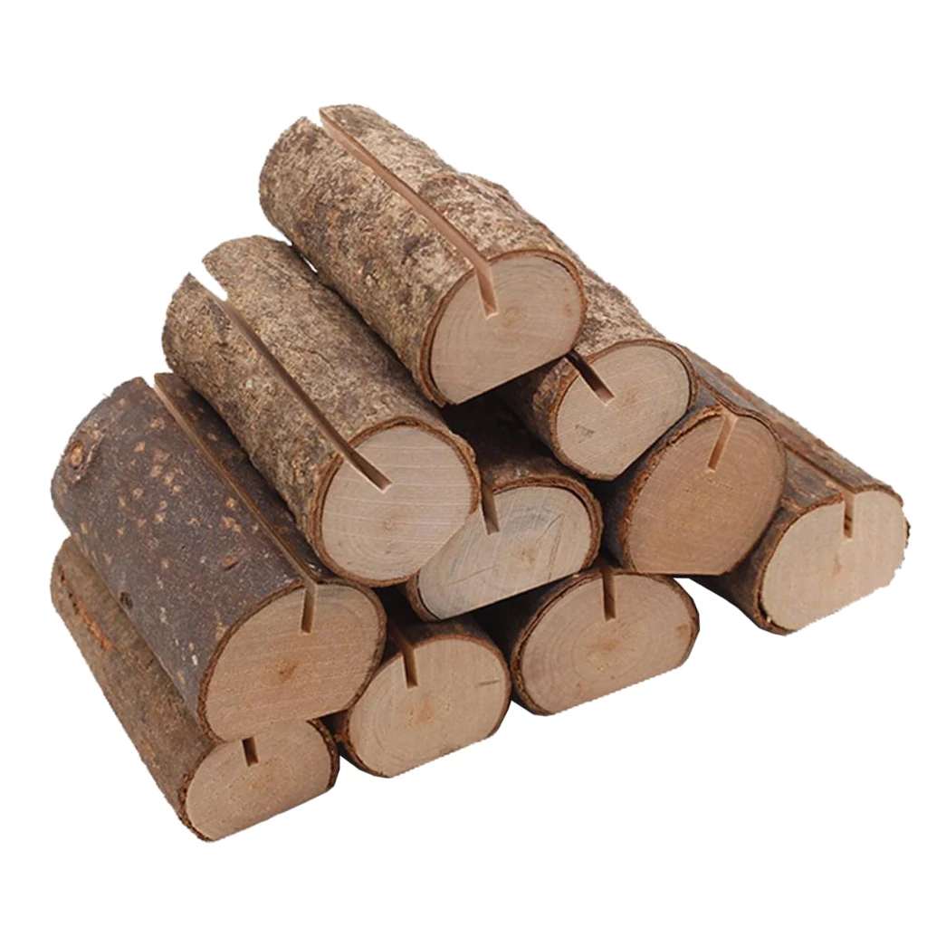 80pcs Wooden Name Place Card Holder Memo Note Card Clip Home Decor