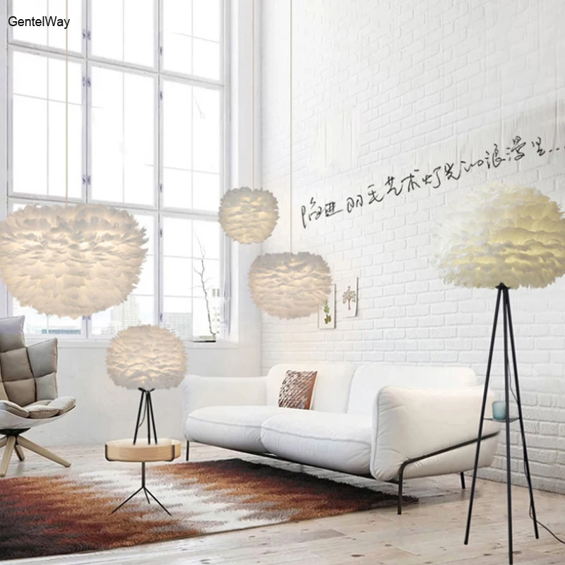 

Nordic Chandelier Pendant Lamp LED Ceiling Room Light Creative Feather Art Fashion Lighting Modern Romantic wedding Party Decor
