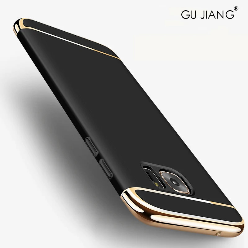GU JIANG Brand Luxury Full Cover 3 in 1 Case for Samsung Galaxy S7 Edge S8 PLUS Hard PC Electronic Plating Protector Shell |