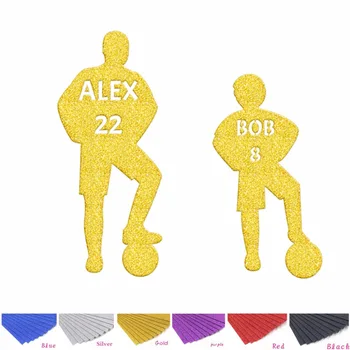 

Personalised Custom Name Age Football Cake Topper in Glitter Silver Gold Boy Kids Birthday Decorations Cake Topper