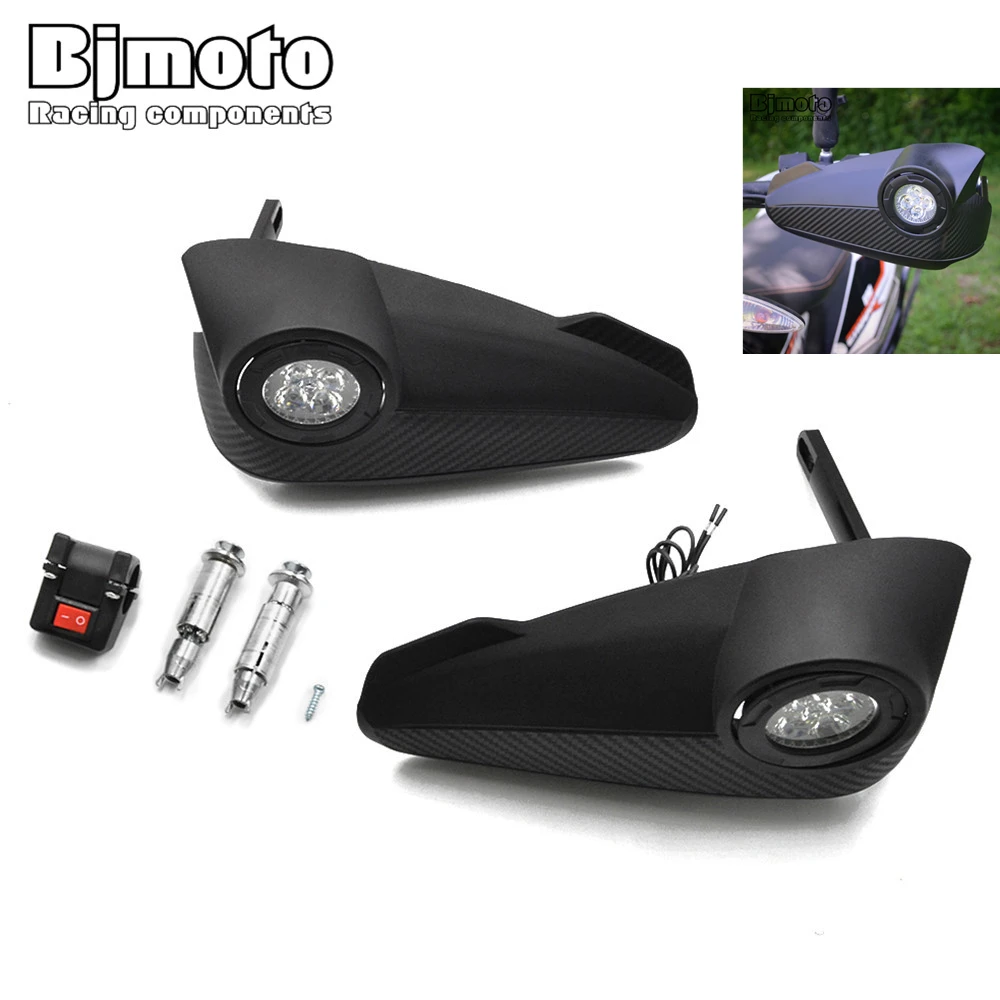 

22mm 28mm Motorcycle Hand Guard Handle Protector Motocross Windproof Handlebar HandGuards Protection Gear with 12V Spot Light