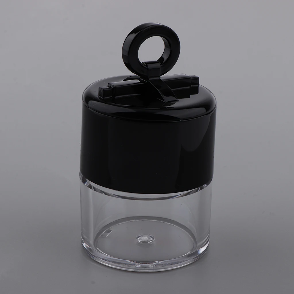 1Pcs 10g Plastic Empty Powder Case Face Blusher Makeup Cosmetic Container with Puff, Sifter and Lid, Black Cap + Clear Body