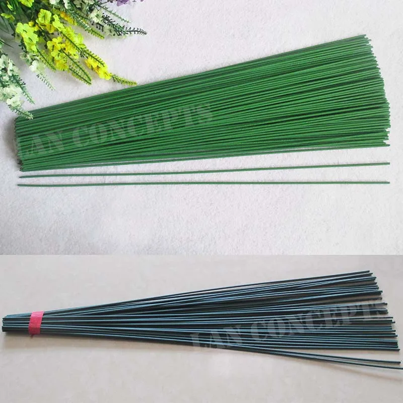 

wholesale 2# Wire Artificial Flower Stem with PVC Cover for DIY crafts Paper Flowers Nylon Mesh Flower - green 200pcs/lot