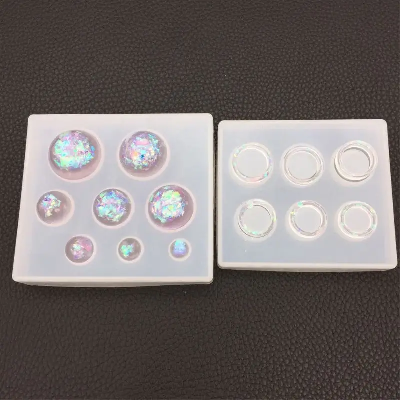 

DIY Crystal Epoxy Mould Semicircular Hemisphere Ring Pendant Resin Jewelry Mirror Handmade Molds