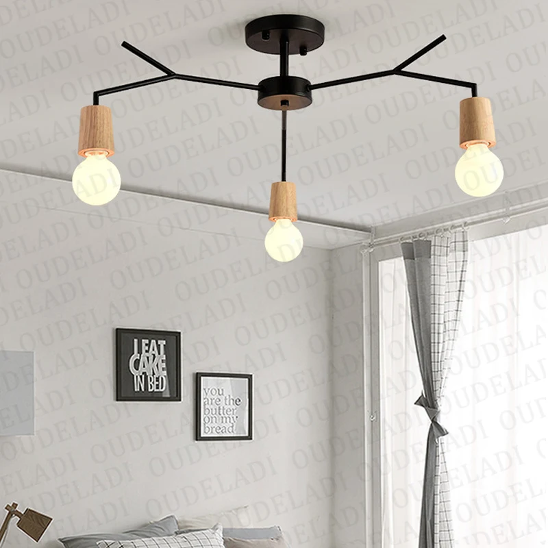 Kaufen Kunst Spinne Decke Lampe Retro Edison birne Vintage Loft holz decke lichter Moderne LED Hause Wohnzimmer Dekor Leuchten