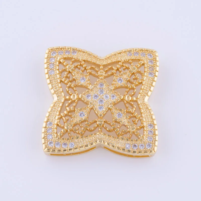 

supplies for jewelry wholesale HANDMADE Copper Micro Pave Zircon Flower Jewelry Spacer Charms Connector Parts-to-make-jewelry