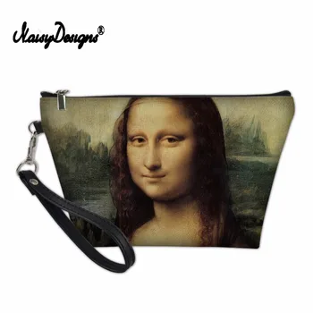 

Noisydesigns Famous Mona Lisa Van Gogh Painting Women Makeup Bag PU Leather Ladies Organizer Case Cosmetic Custom Bag for Girls