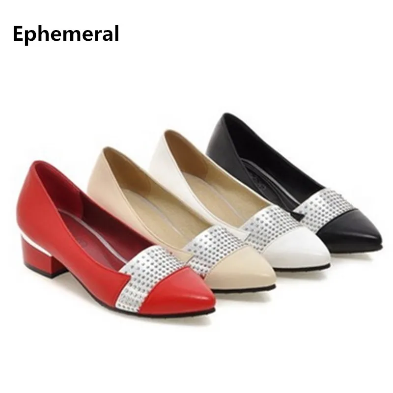 

Feminine's Luxury Diamond Patchwork Pointy Toe Narrow Toe Plus Size 34-48 Square Heel Women's Kvoll Single Shoes Sophia Webster