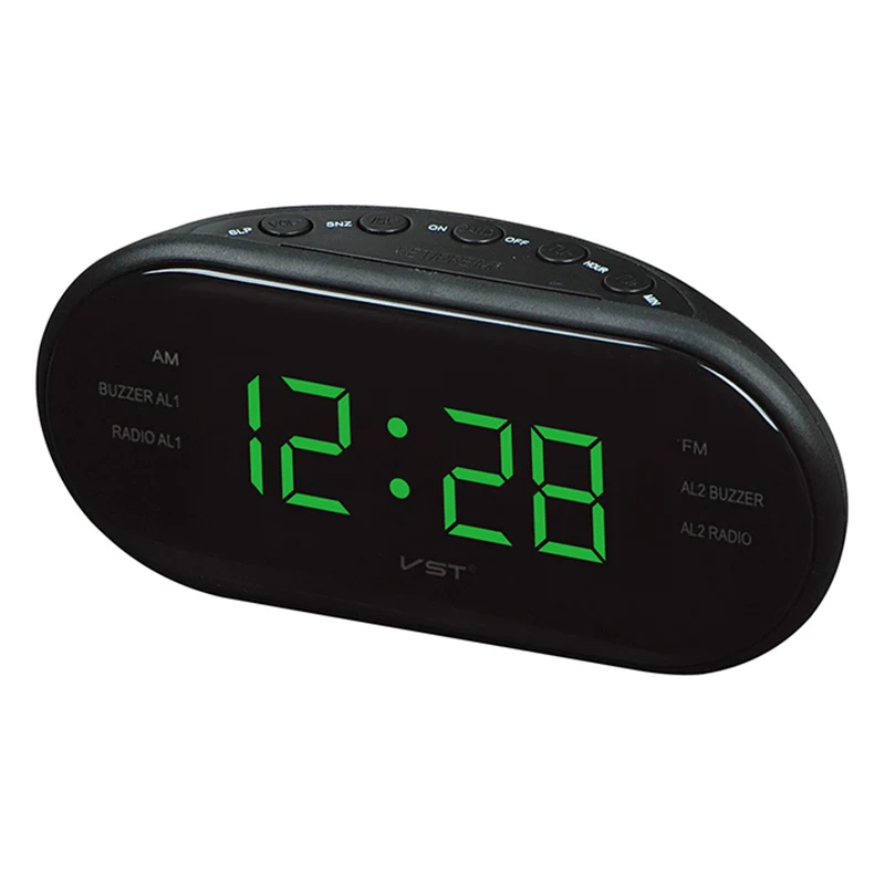 Новая мода современный AM/FM светодиодное радио с часами Электронный Настольный будильник цифровые настольные часы функция повтора-25 для 3 цветов - Цвет: Green