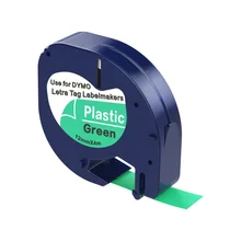 12 мм черный на зеленом пластиковом этикетке ленты для DYMO LetraTag 91204 совместимы с Dymo серии принтеров 1/" W X 13' L