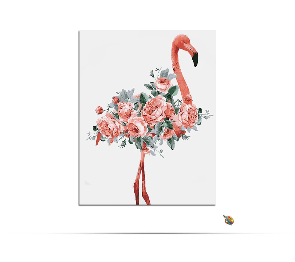 Масляная краска по номерам Цветок акриловая настенная краска ing Фламинго картина Раскраска по номерам на холсте домашний декор