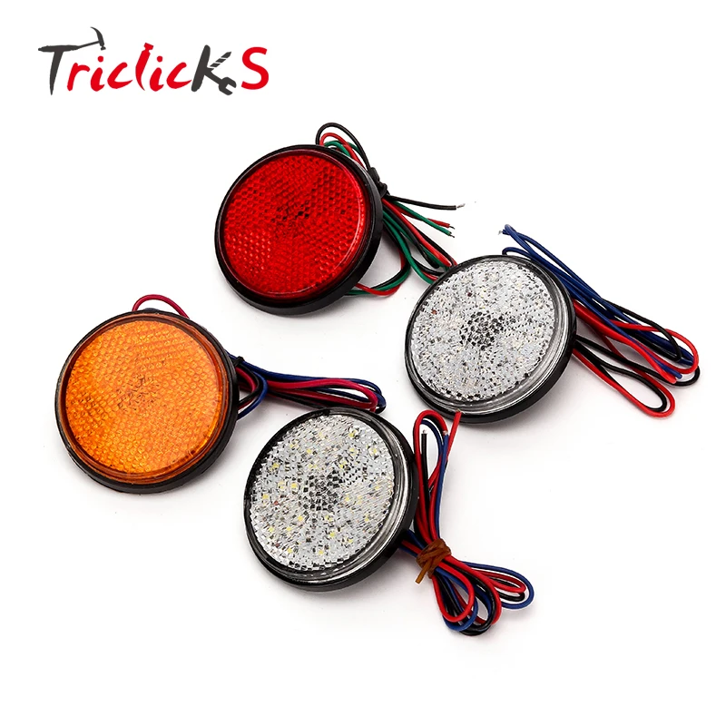 

Triclicks 24 SMD LED Motorcycle Car Round Reflector Tail Brake Lights Turn Signal Light Car Light For Pickup Truck SUV Trailer