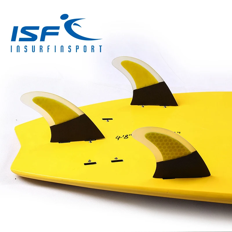 Free Shipping!!! Yellow Carbon Fiber FCS Surfboard Finsfcs surfboard finssurfboard
