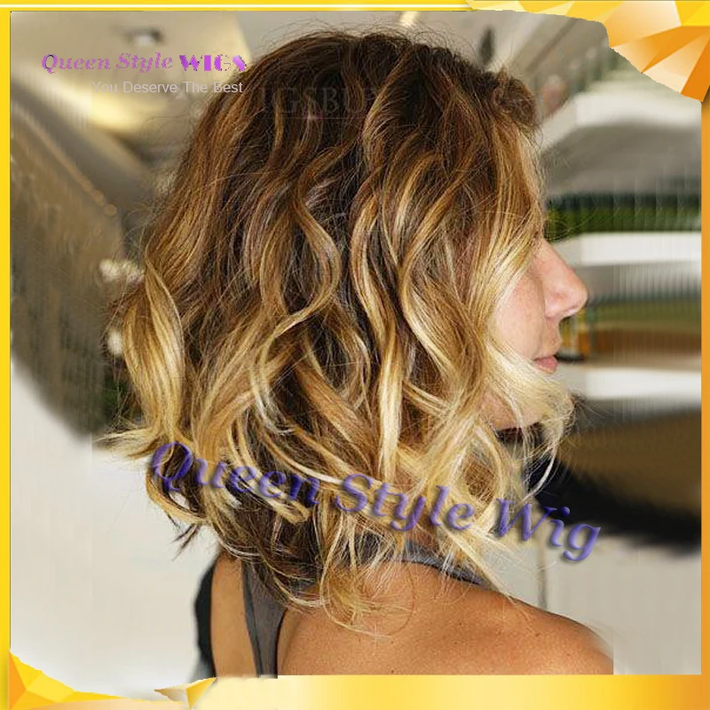 Appartement jaloezie Genealogie Hete verkoop gemengde kleur bob kapsel lace front pruik halflang 12 inch  losse golvend 100 % hu man haar lace front pruik|wig net|wig chignonwig  stockings - AliExpress