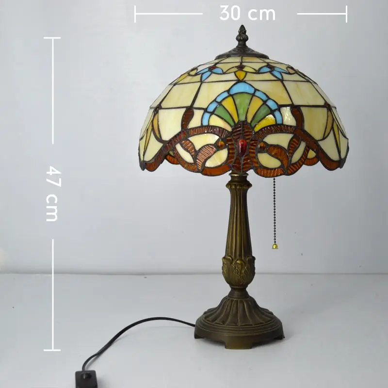 Kaufen 12 zoll Tiffany Tisch Lampe Glasmalerei Europäischen Barock Klassische für Wohnzimmer E27 110 240 V