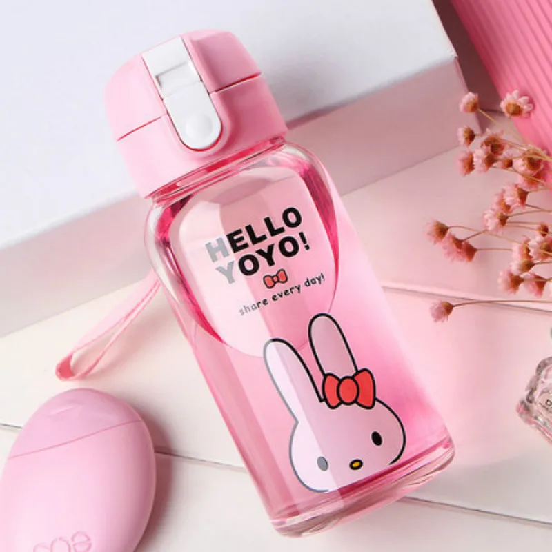 Bouteille Deau En Verre Portable Dessin Animé Mignon Rebond