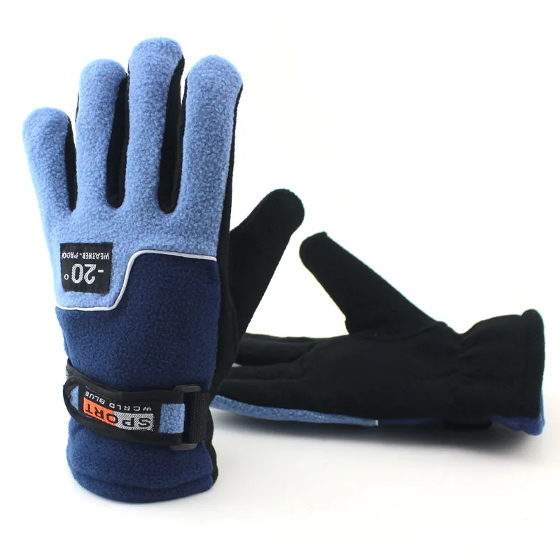 Зимние флисовые теплые перчатки высокого качества, утепленные спортивные перчатки для мужчин и женщин, перчатки для верховой езды AC003 - Цвет: Women blue