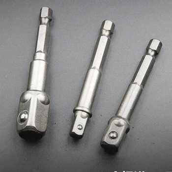

Super Offer 1pc Chrome Vanadium Steel Socket Adapter Hex Shank to 1/4" 3/8" 1/2" Extension Drill Bits Bar Hex Bit Set Hand Tools