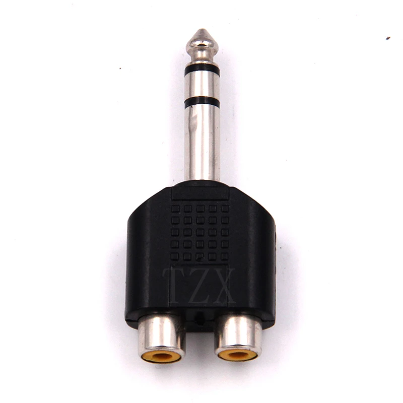 1pcs Y Shape 6.5mm 1/4 inch Male Plug to 2 Dual Rca Female Jack Audio Mono Connector Converter | Компьютеры и офис