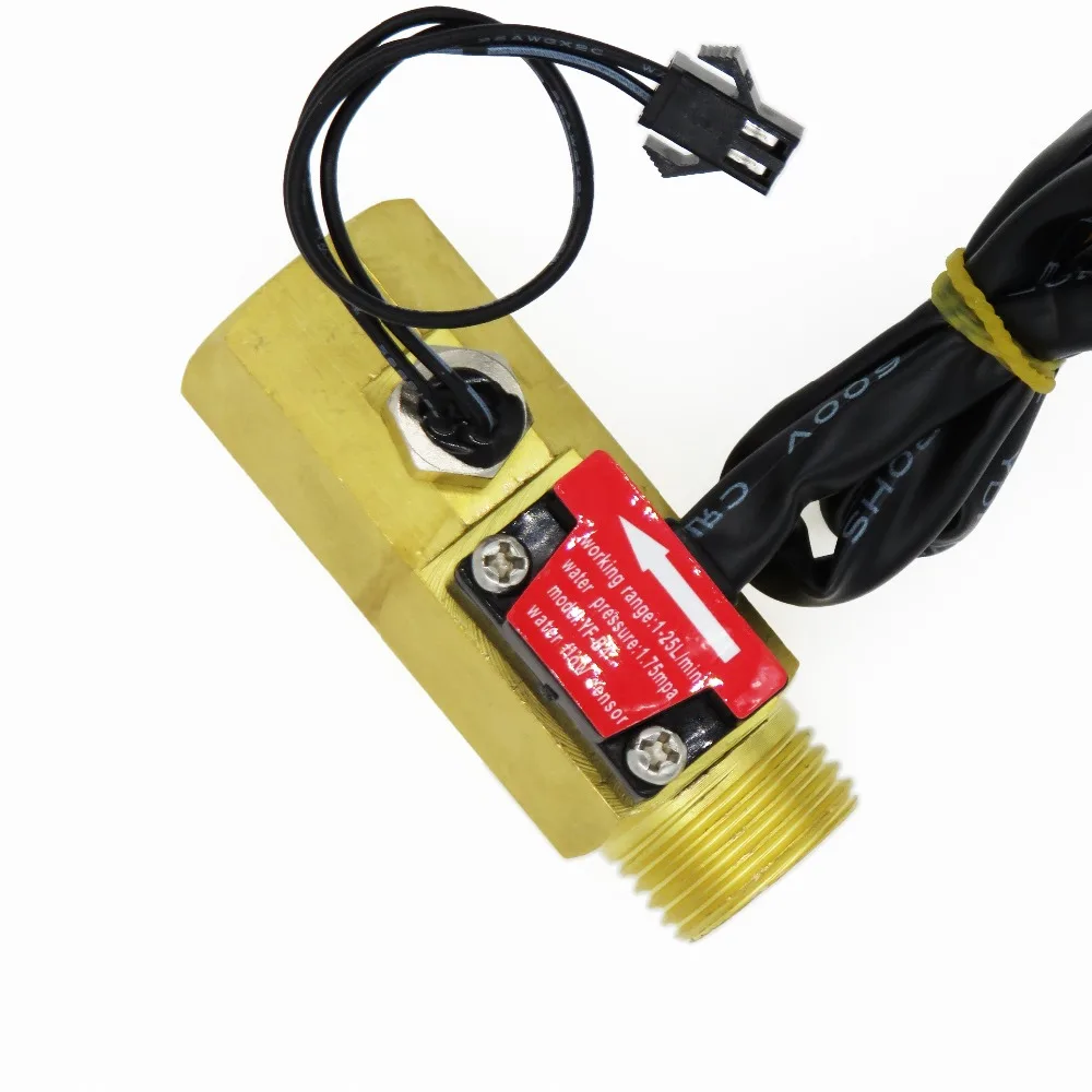 Water Flow Sensor Meter Counter Indicator Turbine Hall Flowmeter with Temperature Probe YF-B4 DN15 G1/2'' 1-25L/Min