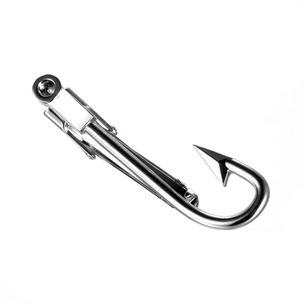 

Fish Hook Shape Metal Tie Clip Holder Clasp Mens Bar Pin Plain Silver