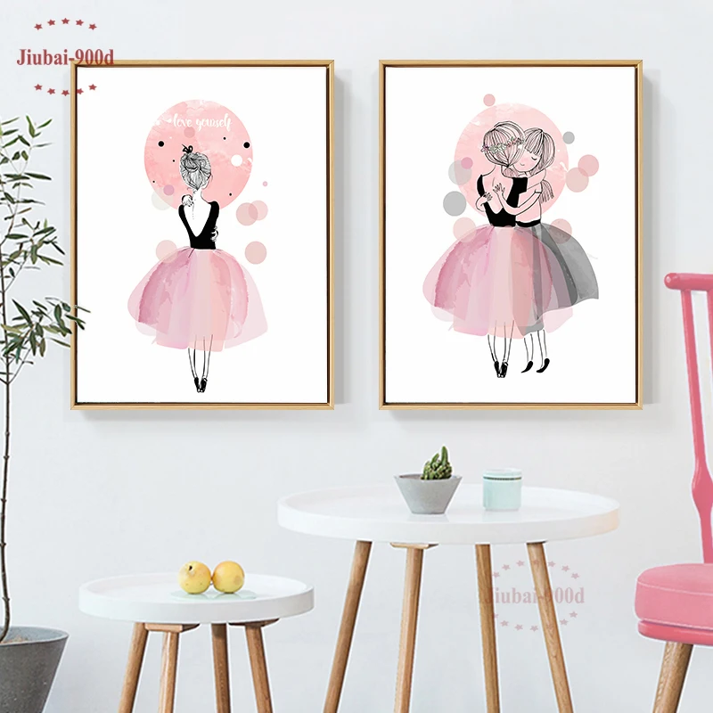 900D Pink Diamond Poster,Watercolor Girls Wall Pictures For Girls Room