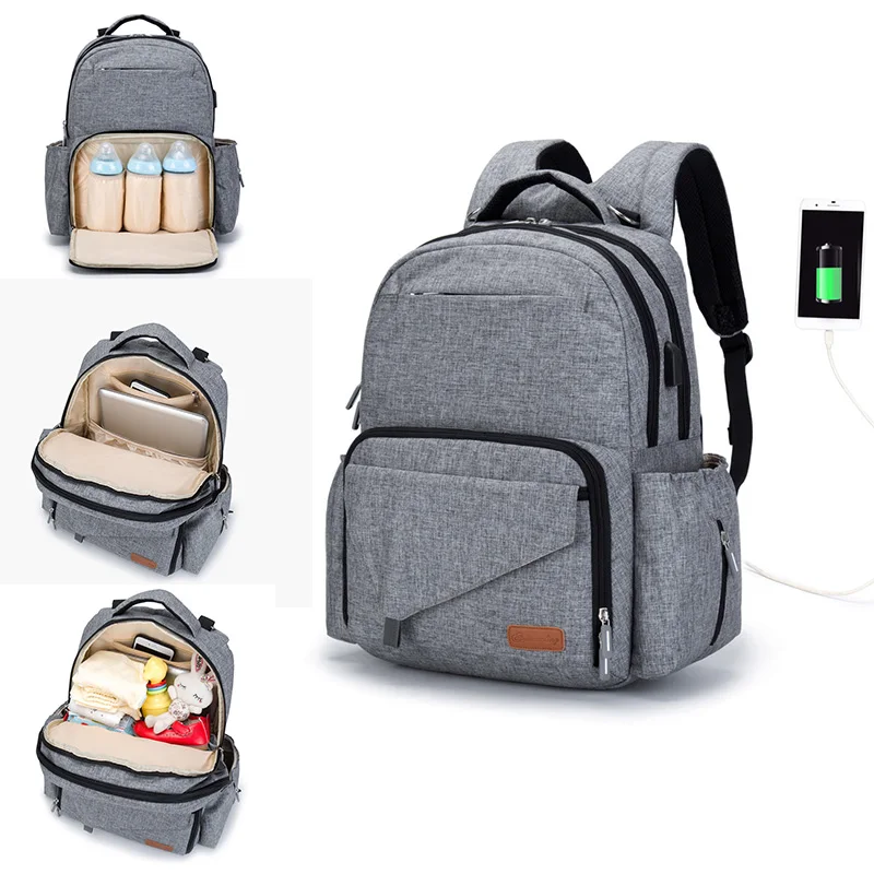 

Large Capacity Baby Diaper Bag With Milk Bottle Bags Nappy Bag For Daddy Mammy Maternity Travel Backpack USB Charge Nursing bags