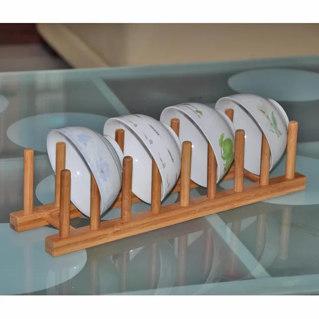 Titular de almacenamiento de bambú para platos escurridor plato taza