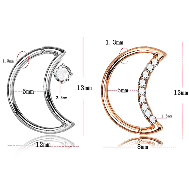 

1PCS Silver Rose Gold Hoop Septum Medical Titanium Moom Nose Ring Body Clip For Women Septum Piercing Clip Jewelry Gift