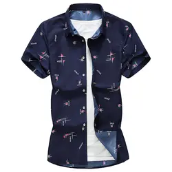 Размеры 7XL письмо рубашка с принтом Новинка 2019 года мужская одежда рубашки для мальчиков бренд повседневные тонкие рубашки Fit бизнес