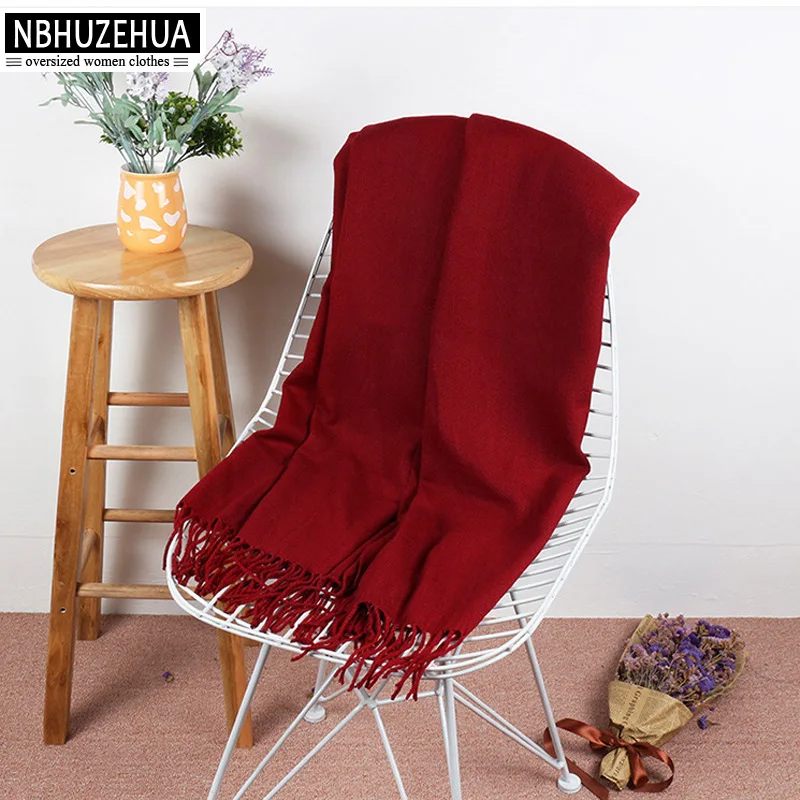 NBHUZEHUA Oversized Scarf For Women 2017 Winter Plus Thick Warm Tassel Long Shawls Female |