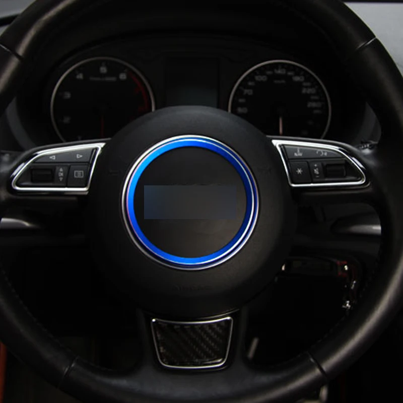 Car Steering Wheel Centre Ring Steering Wheel Cover Trim Aluminium Chromium alloy Decoration Frame Trim for A1 A3 A4 A5 A6 Q3 Q5 Red