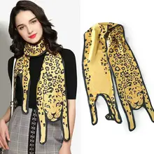 Супер длинный Шелковый шарф Панда Леопард Дизайн 3D животное форма кошка тигр Женский Дикий чокер сумка повязка на голову Сумочка волосы на запястье галстук