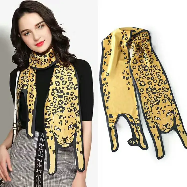

Super Long New Silk Scarf Panda Leopard Design 3D Animal Shape Cat Tiger Women Wild Choker Bag Headband Handbag Hair Wrist tie
