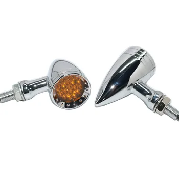 

20 LED Chrome Housing Amber Lens Two Strip Bullet Turn Signal Stop Brake Running Light Tail Light 3 Wires Mini
