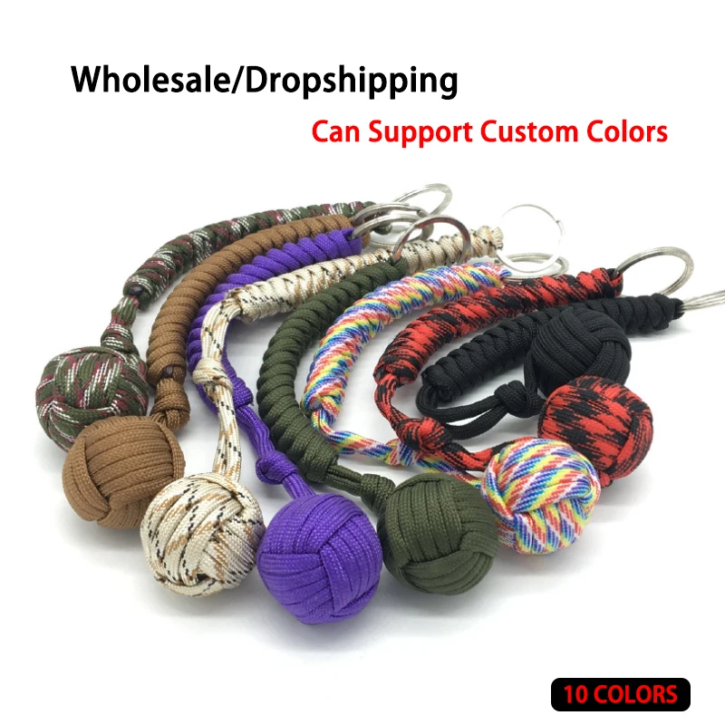 

Arts Crafts Knitting Security Protection Monkey Fist Steel Ball for Girl Bearing Self Defense Survival Keychain Broken Windows