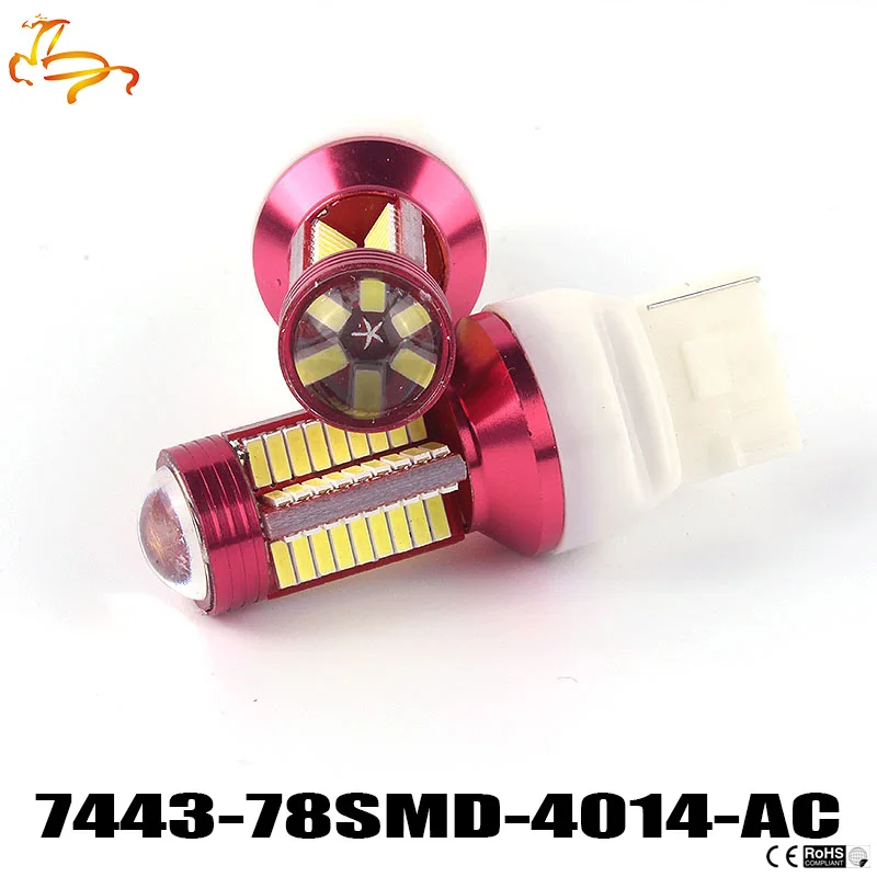 2 шт. супер яркий длительный срок службы T20 7440 7443 78 SMD 4014 Объектив Светодиодная
