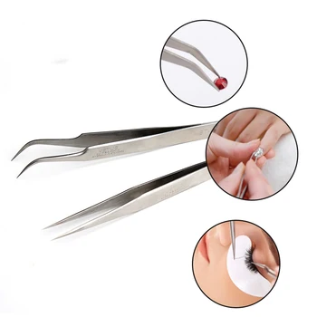 

1Pc False Eyelash Tweezers Stainless Steel Antistatic Professional Eyelash Extension Tweezer Nail Art Tweezer Watch Repairing
