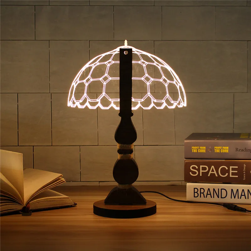 

US Plug Dimmable Acrylic 3D LED Table Light Desk Reading Table Lamps For Bedroom Living Room AC110-220V Warm White