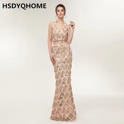 Hsdyqhome Sequines кисточкой спинки вечернем платье пикантные 2 шт. вечернее платье для случаев летние Выпускной 2018 дешевые