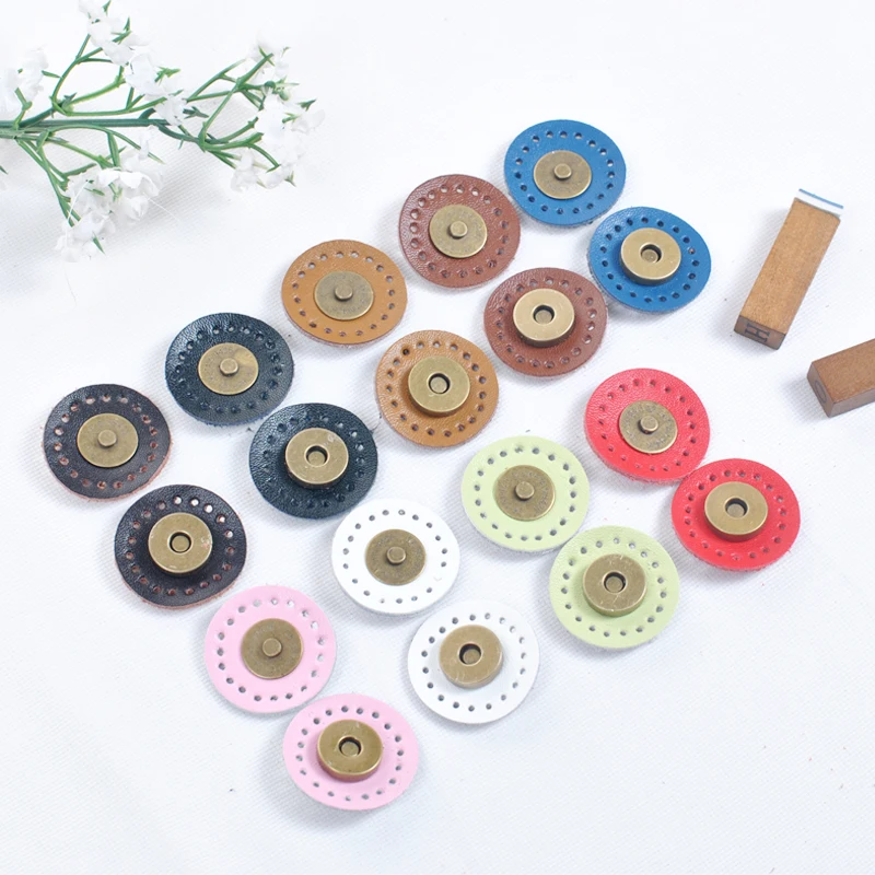 

5 Sets Circle Sew-on Bag Wallet Magnetic Buckle Genuine Leather Bag Snap Buttons Handmade DIY Patchwork Lock Accessories KZ0268