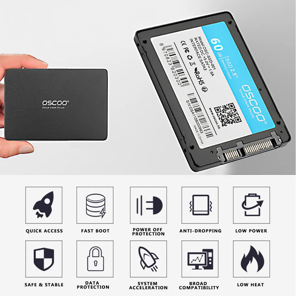 OSCOO SSD жесткий диск 240 ГБ 120 Гб SATA3 2,5 SSD SATA 3 2,5 дюйма Внутренний твердотельный накопитель HDD жесткий диск HD SSD для ПК