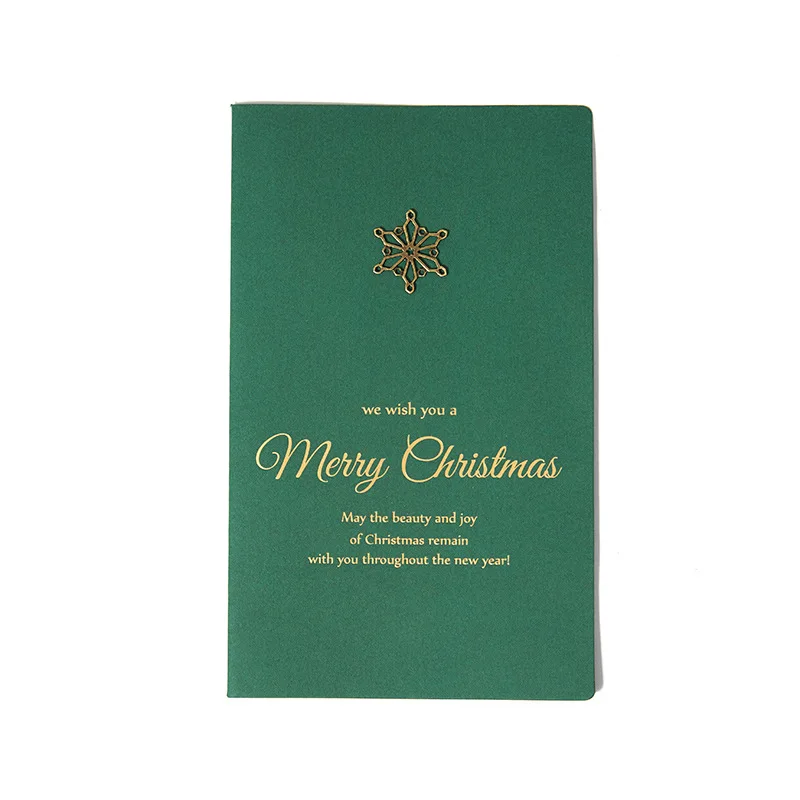 Creative Retro Metal Christmas Tree Snowflake Gilding Greeting Card Christmas and New Year Postcard Gift - Цвет: Белый