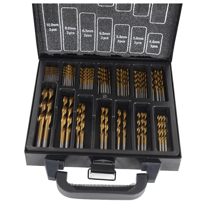 

Professional Tool HSS Titanium Drill Bit Set 99Pcs Bits in Metal Storage Case