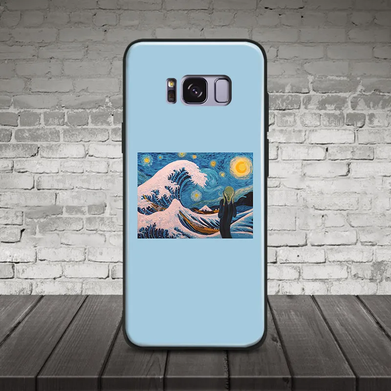 

Fuji Wave Scream Painting TPU Soft Silicone Phone Case Shell Cover For Samsung S7 Edge S8 S9 Plus Note 8 9