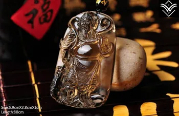 

Fashion Natural Obsidian Crystal Guangong Beaded Necklace Pendant Hot Sale