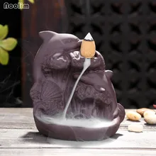 Креативный керамический дельфин оболочки курильница для благовоний горелка фиолетовая Глина горный дым водопад ладан держатель домашний декор