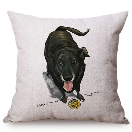 Pet Dog Animals Funny Style Cushion Cover Dachshund Schnauzer Dog Children Like Cotton Linen Sofa Decorative Throw Pillow Case M110-8